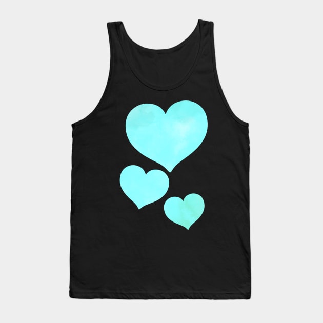 Blue Watercolor Hearts Tank Top by BiscuitSnack